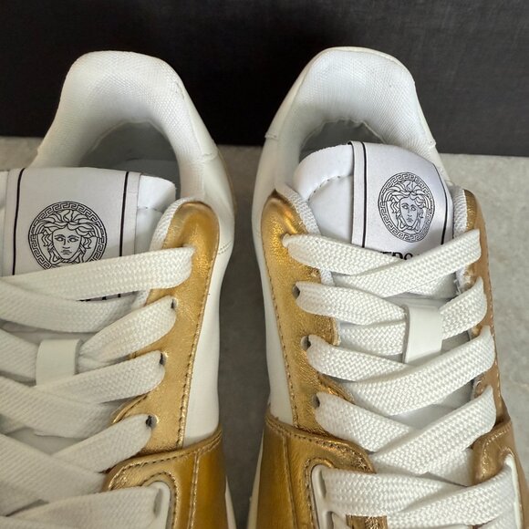 Versace Medusa Gold/White Leather Women's Sneaker Shoe, 1014316, multiple sizes - Picture 9 of 13